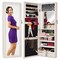 Best Choice Products Hanging Mirror Jewelry Armoire, Door or Wall Mounted Cabinet w/ LED Lights, Lock